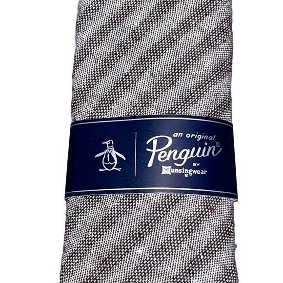 NEW Men’s Original Penguin Aziz Brown Striped Neck Tie - Picture 4 of 8
